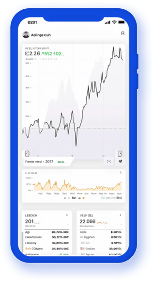 Aplicativo móvel de acompanhamento de carteira exibindo dados de criptomoedas atualizados em tempo real